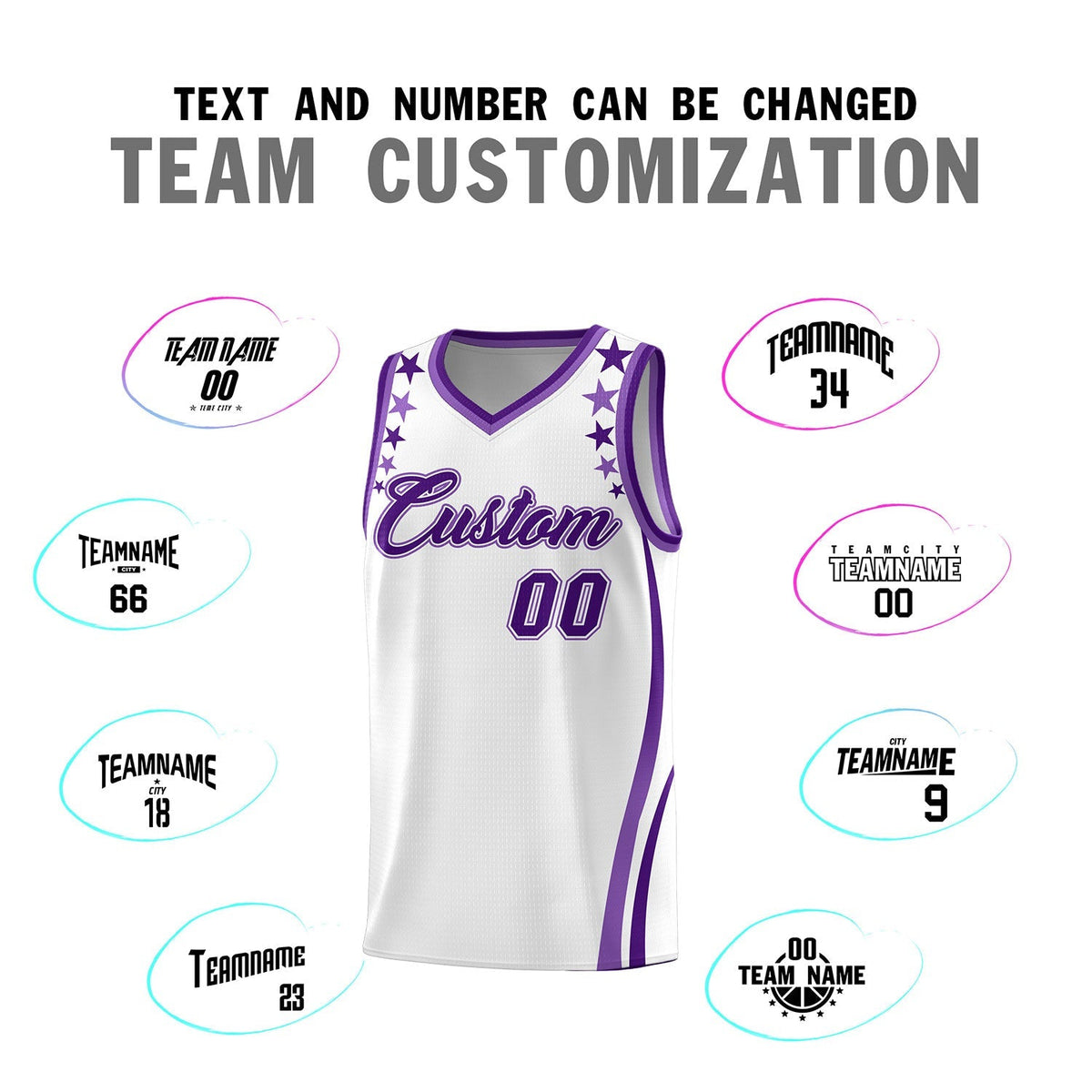 Custom White Shoulders Star Pattern Side Color Block Sports Uniform Basketball Jersey|KXKSHOP