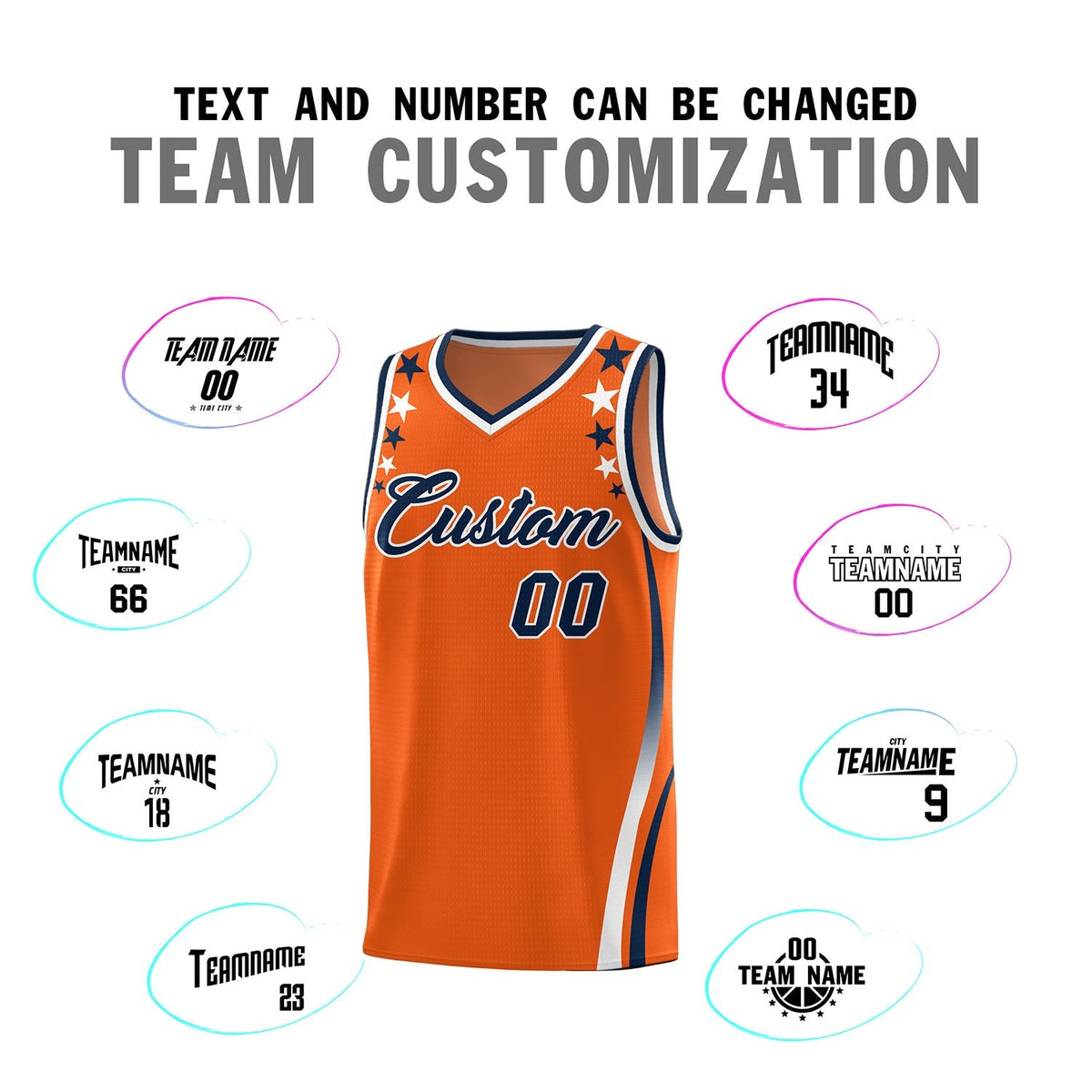 Custom Orange Shoulders Star Pattern Side Color Block Sports Uniform Basketball Jersey|KXKSHOP