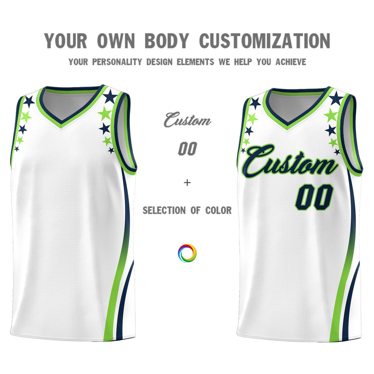 Custom White Shoulders Star Pattern Side Color Block Sports Uniform Basketball Jersey|KXKSHOP