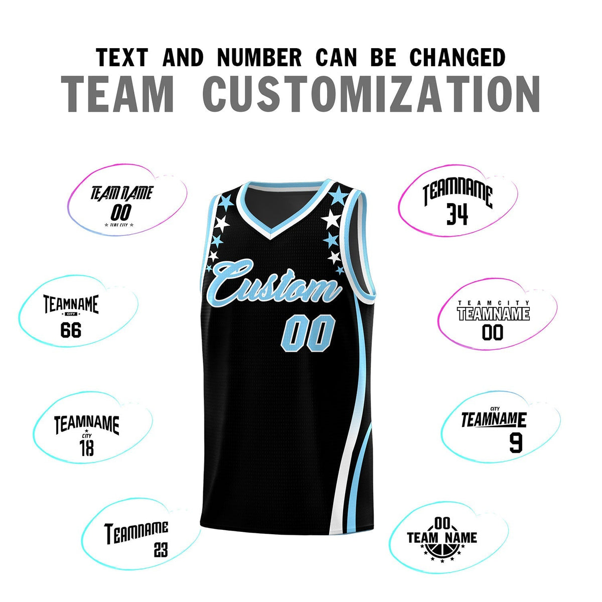 Custom Black Shoulders Star Pattern Side Color Block Sports Uniform Basketball Jersey|KXKSHOP