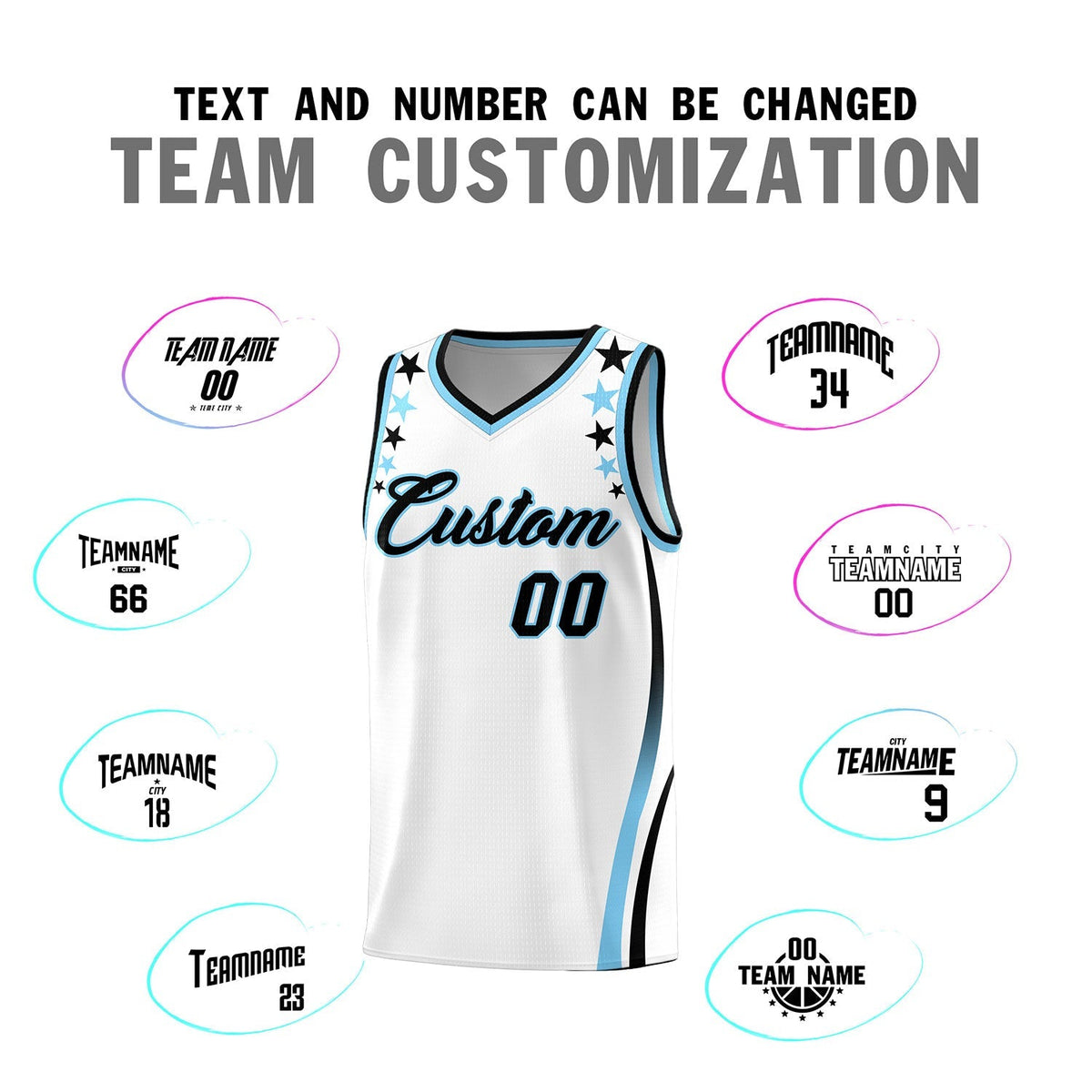 Custom White Shoulders Star Pattern Side Color Block Sports Uniform Basketball Jersey|KXKSHOP