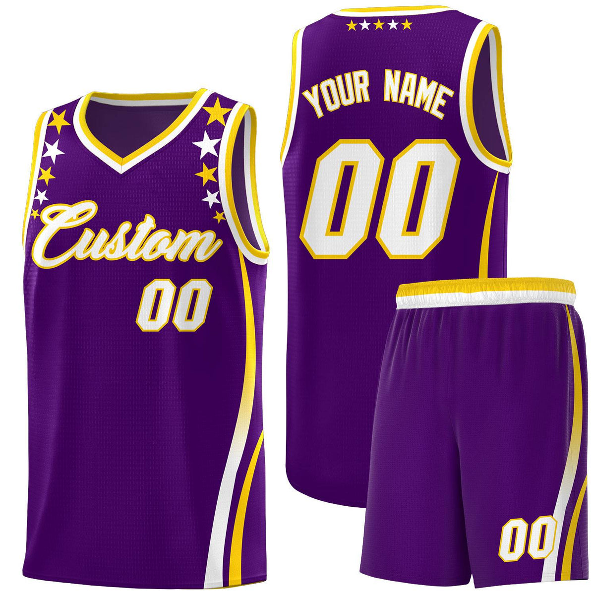 Custom Purple Shoulders Star Pattern Side Color Block Sports Uniform Basketball Jersey|KXKSHOP