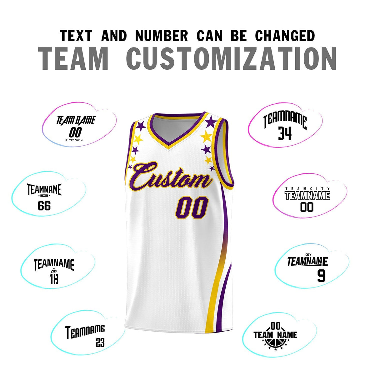 Custom White Shoulders Star Pattern Side Color Block Sports Uniform Basketball Jersey|KXKSHOP