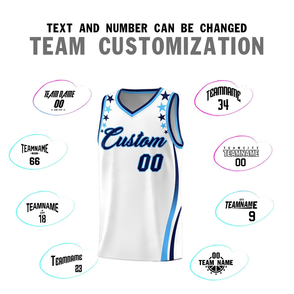 Custom White Shoulders Star Pattern Side Color Block Sports Uniform Basketball Jersey|KXKSHOP