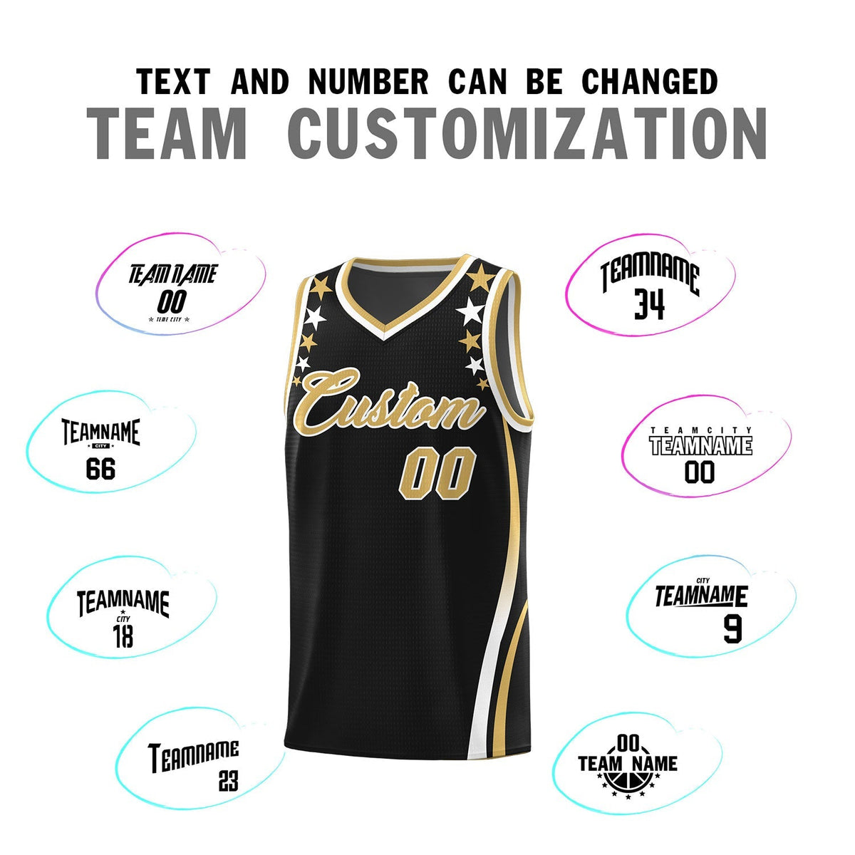 Custom Black Shoulders Star Pattern Side Color Block Sports Uniform Basketball Jersey|KXKSHOP