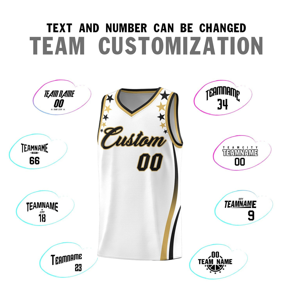 Custom White Shoulders Star Pattern Side Color Block Sports Uniform Basketball Jersey|KXKSHOP