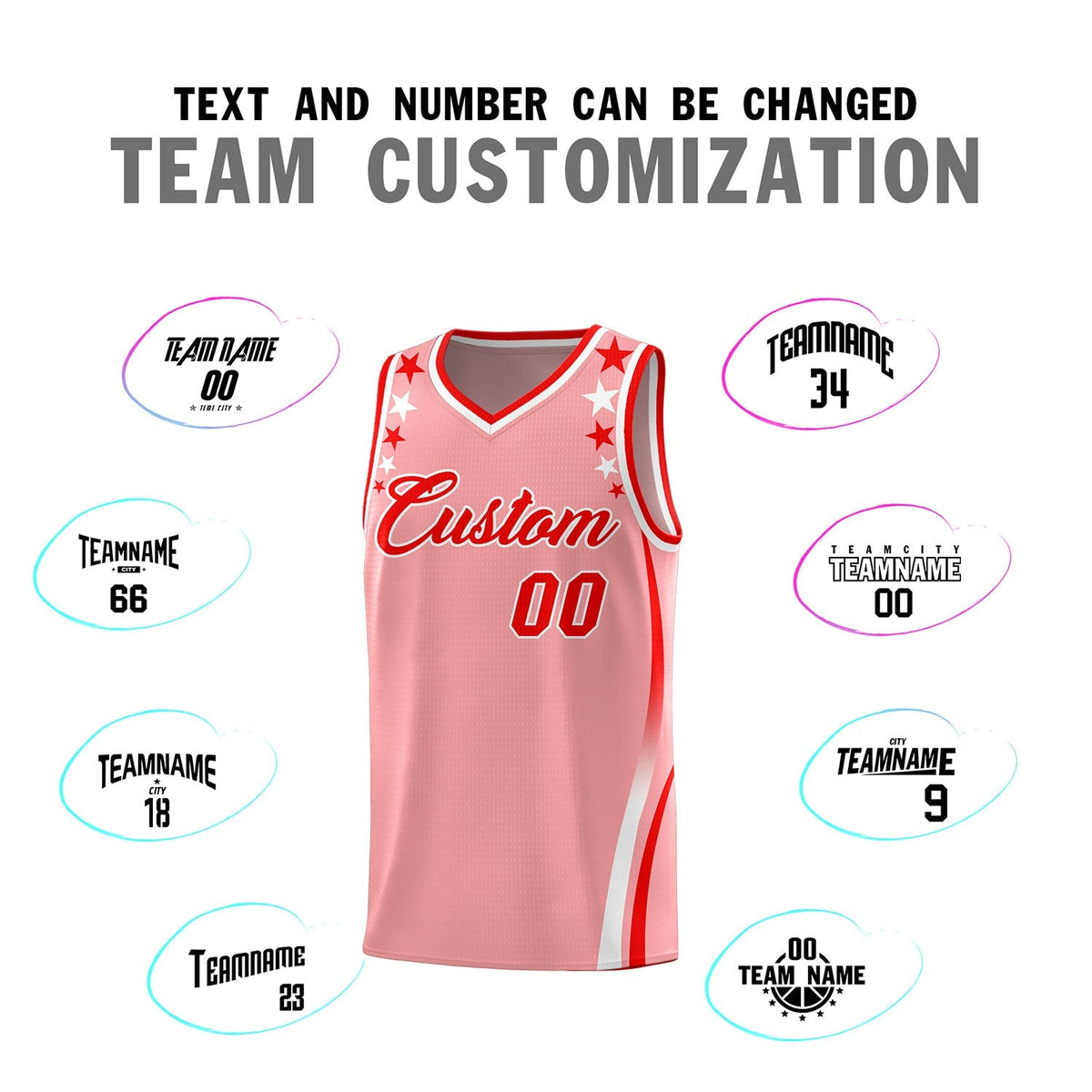 Custom Pink Shoulders Star Pattern Side Color Block Sports Uniform Basketball Jersey|KXKSHOP