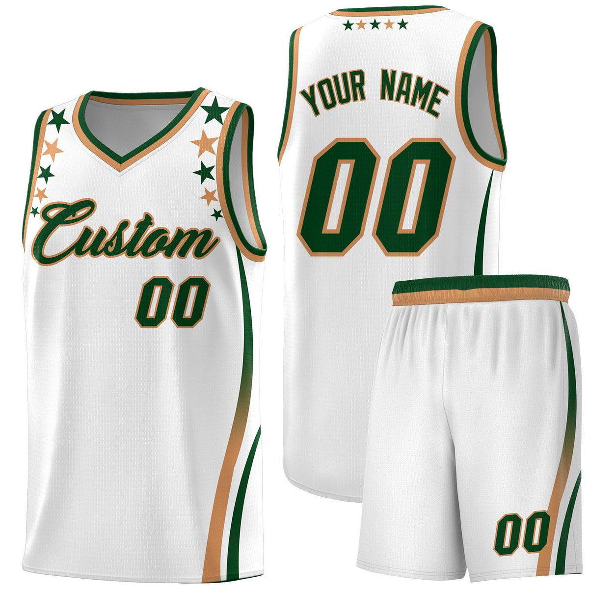 Custom White Shoulders Star Pattern Side Color Block Sports Uniform Basketball Jersey|KXKSHOP