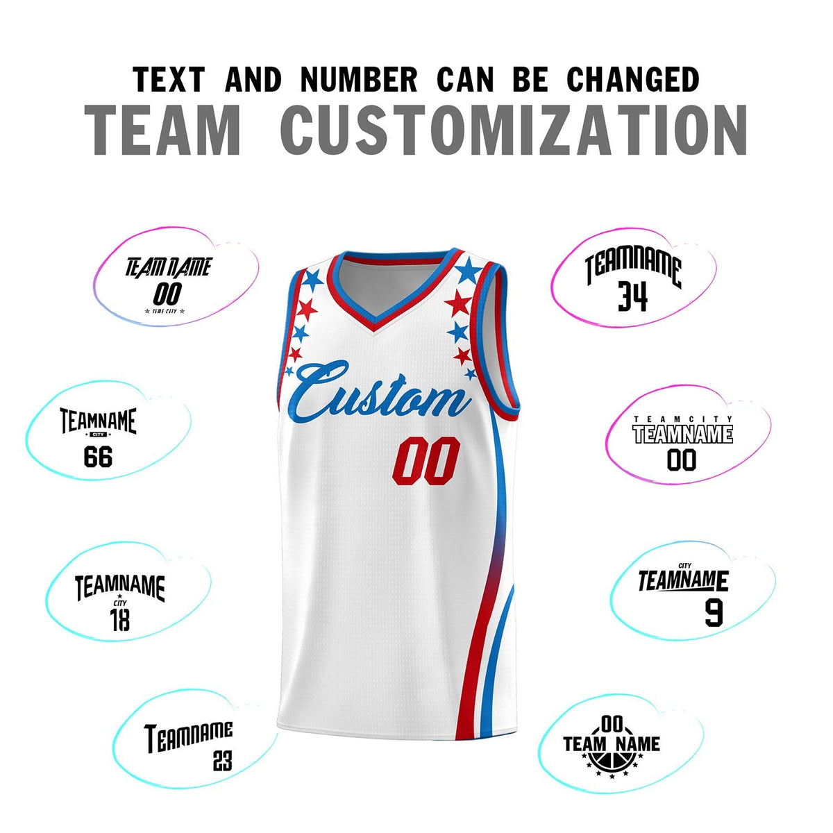 Custom White Shoulders Star Pattern Side Color Block Sports Uniform Basketball Jersey|KXKSHOP
