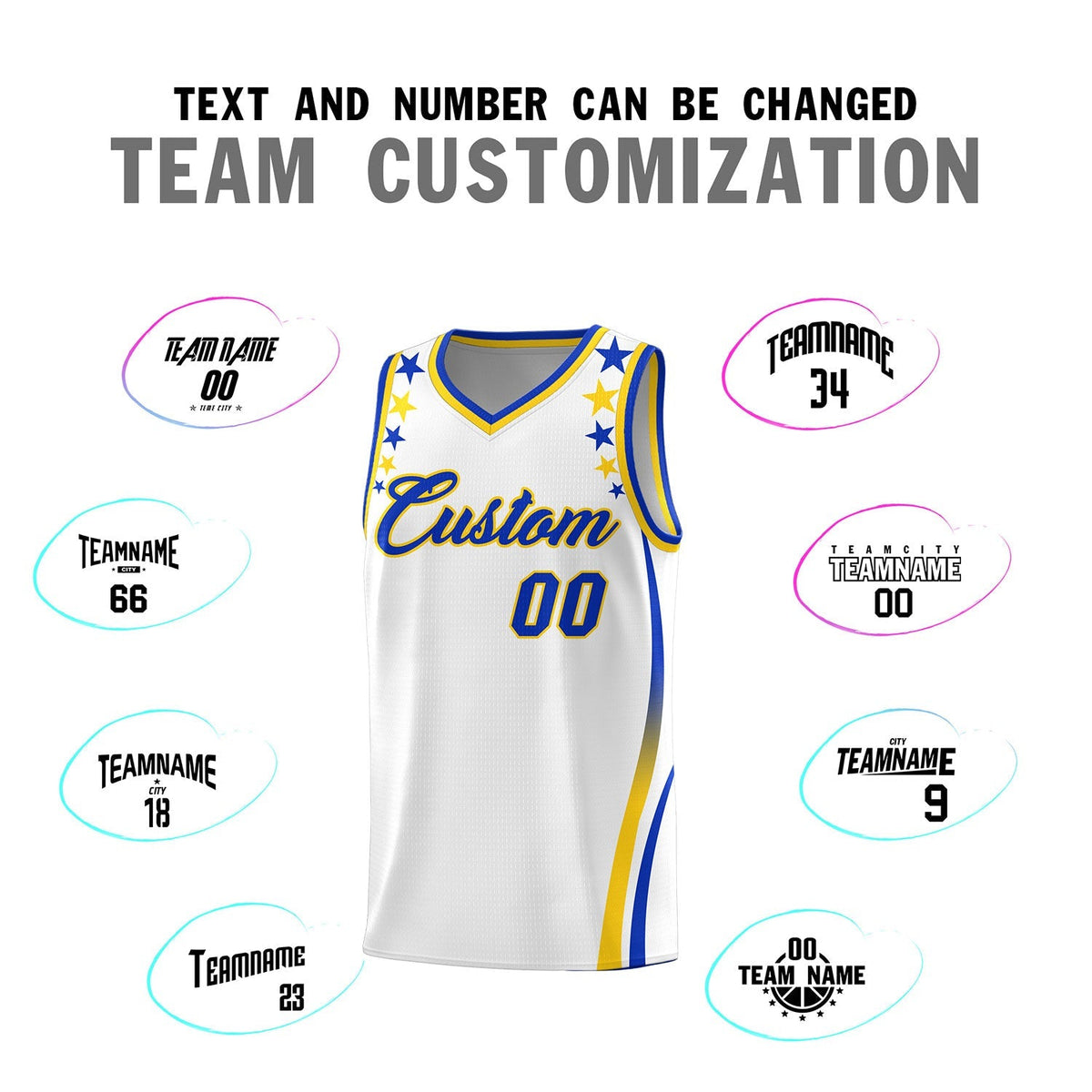 Custom White Shoulders Star Pattern Side Color Block Sports Uniform Basketball Jersey|KXKSHOP