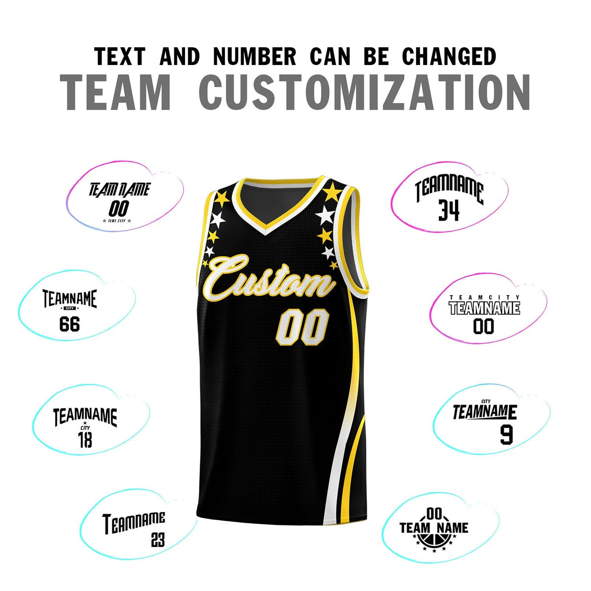 Custom Black Shoulders Star Pattern Side Color Block Sports Uniform Basketball Jersey|KXKSHOP