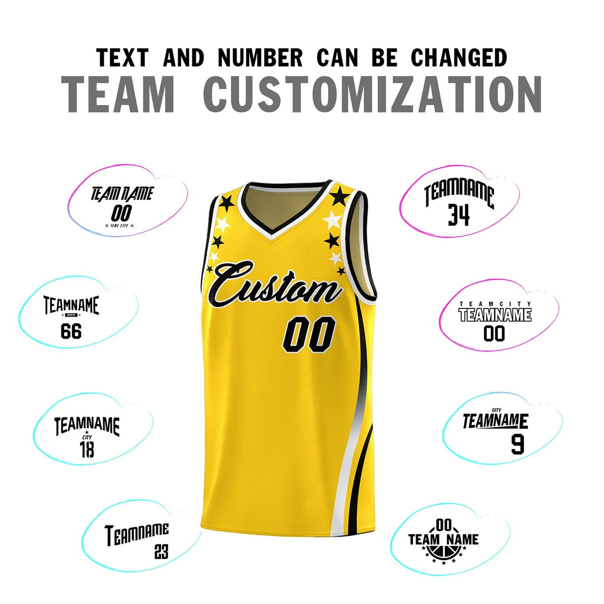 Custom Gold Shoulders Star Pattern Side Color Block Sports Uniform Basketball Jersey|KXKSHOP