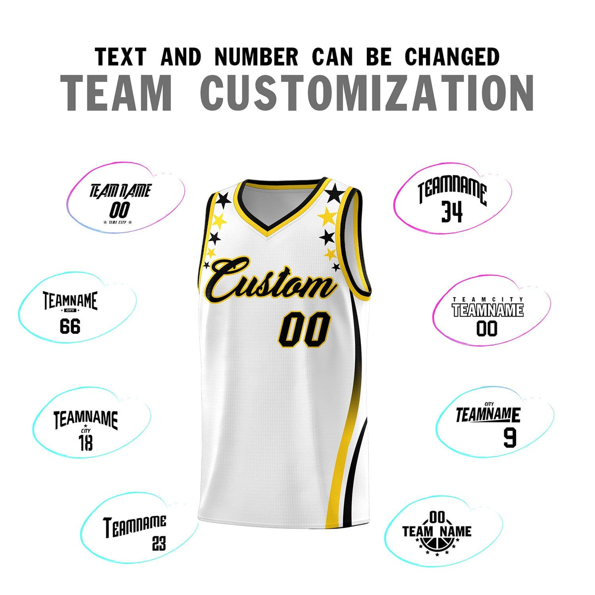 Custom White Shoulders Star Pattern Side Color Block Sports Uniform Basketball Jersey|KXKSHOP