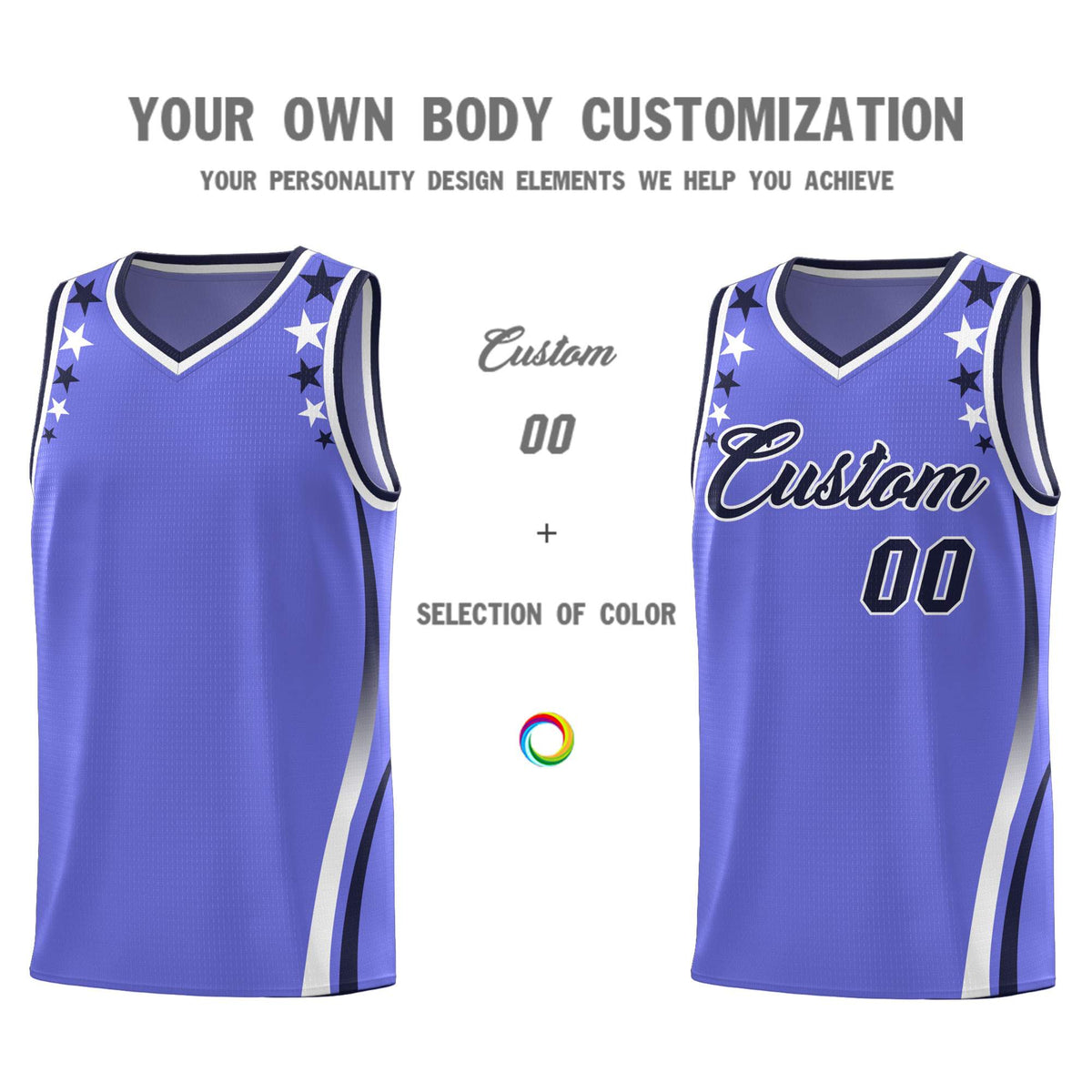 Custom Purple Shoulders Star Pattern Side Color Block Sports Uniform Basketball Jersey|KXKSHOP