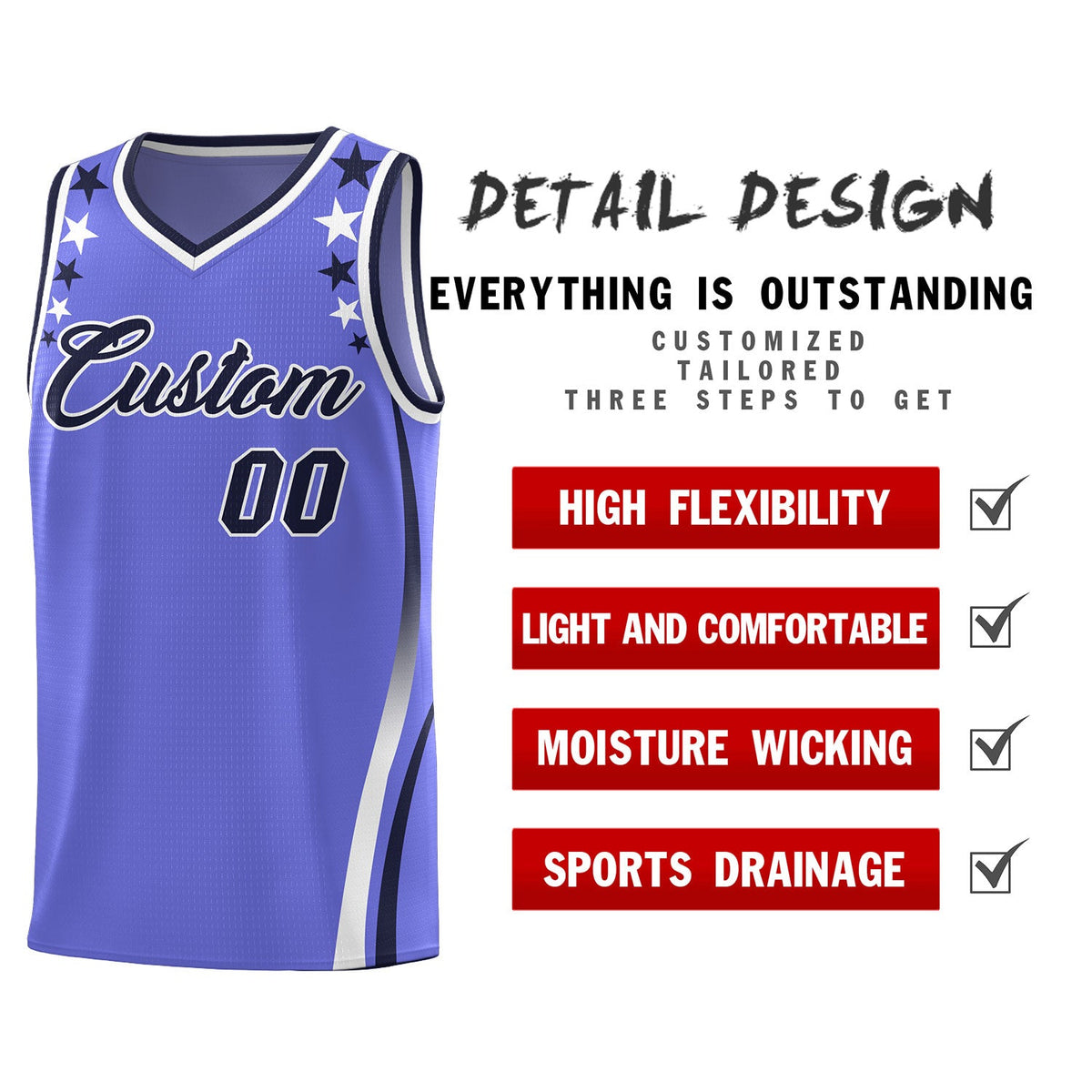 Custom Purple Shoulders Star Pattern Side Color Block Sports Uniform Basketball Jersey|KXKSHOP