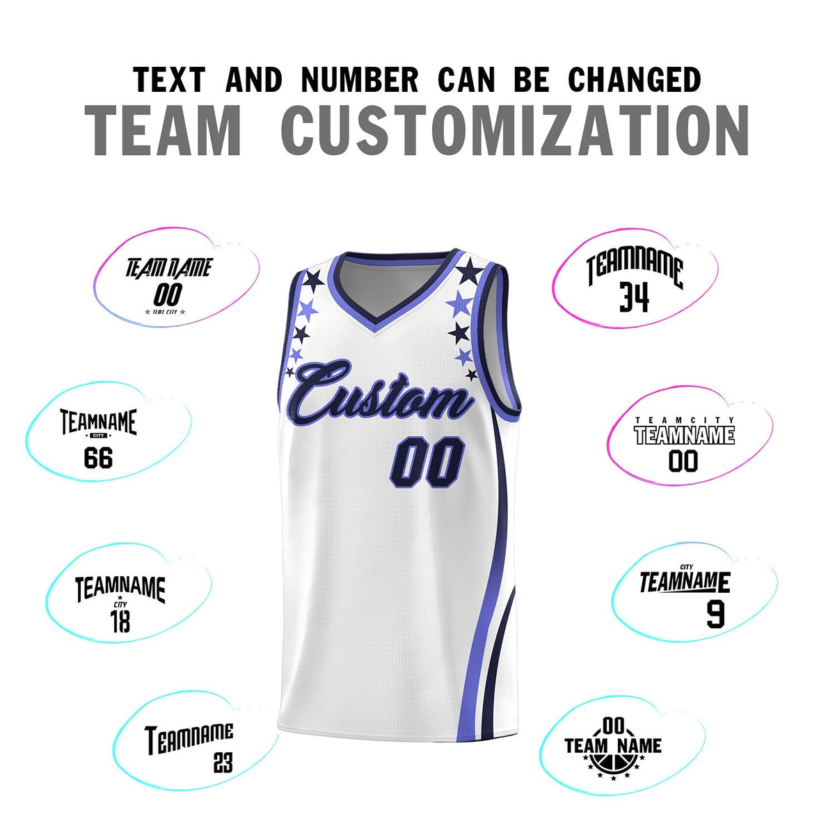 Custom White Shoulders Star Pattern Side Color Block Sports Uniform Basketball Jersey|KXKSHOP
