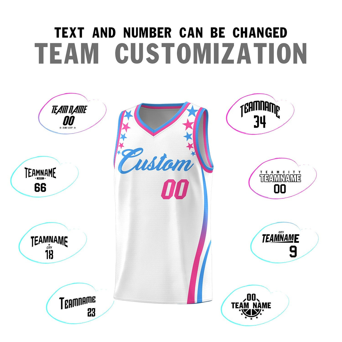 Custom White Shoulders Star Pattern Side Color Block Sports Uniform Basketball Jersey|KXKSHOP