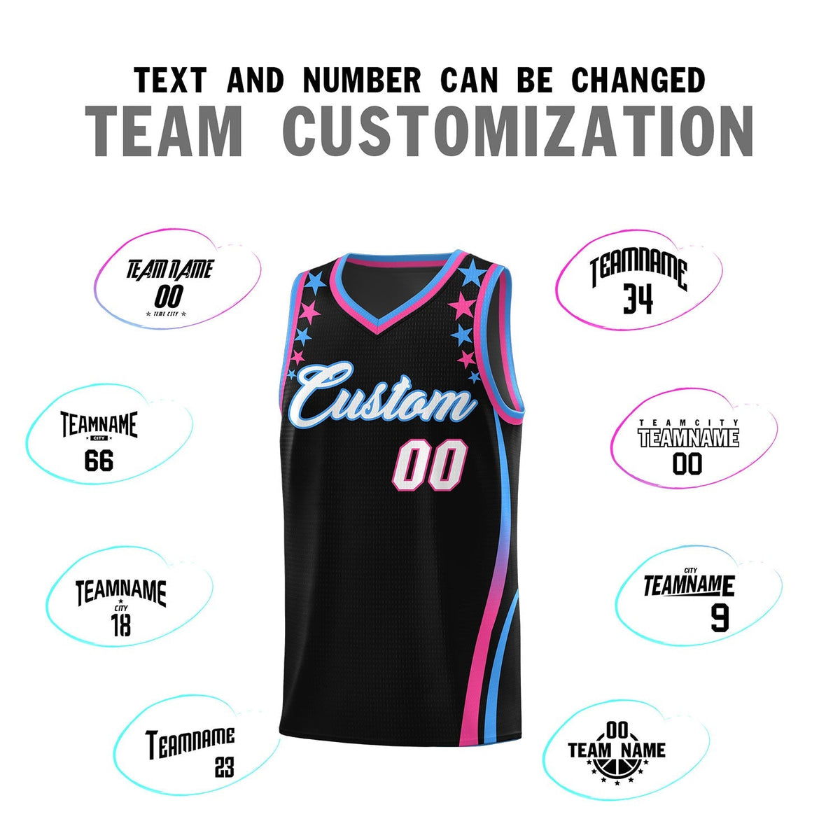 Custom Black Shoulders Star Pattern Side Color Block Sports Uniform Basketball Jersey|KXKSHOP