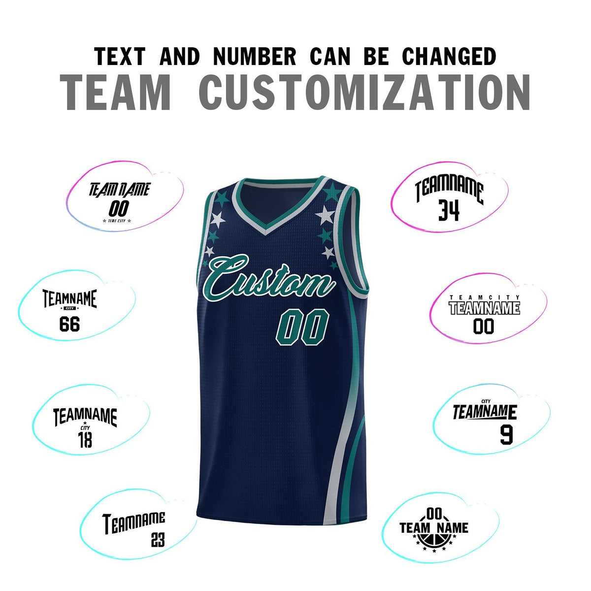 Custom Navy Shoulders Star Pattern Side Color Block Sports Uniform Basketball Jersey|KXKSHOP