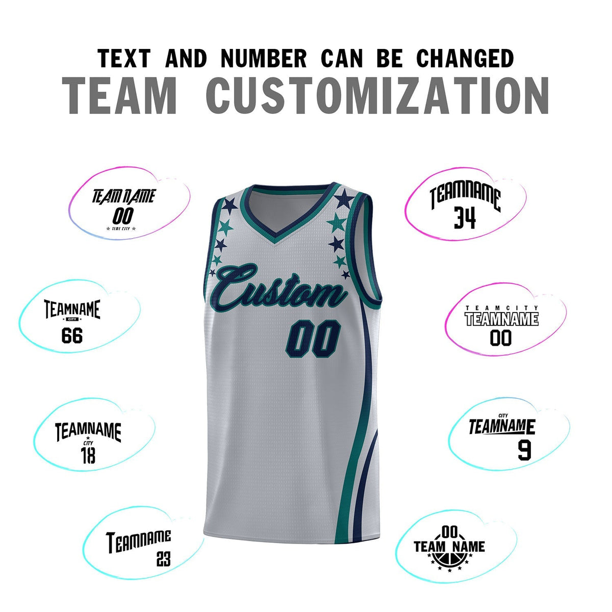 Custom Gray Shoulders Star Pattern Side Color Block Sports Uniform Basketball Jersey|KXKSHOP