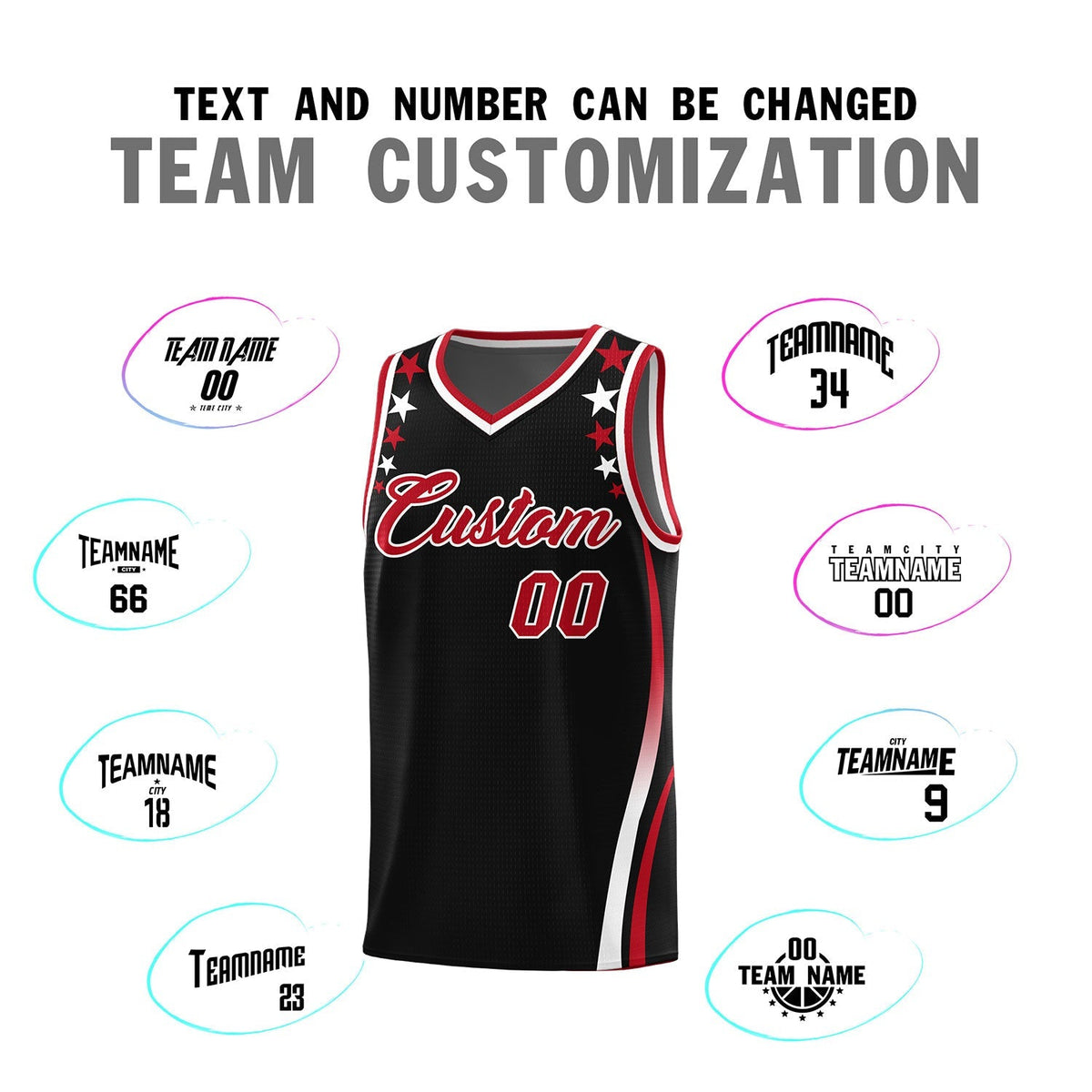 Custom Black Shoulders Star Pattern Side Color Block Sports Uniform Basketball Jersey|KXKSHOP
