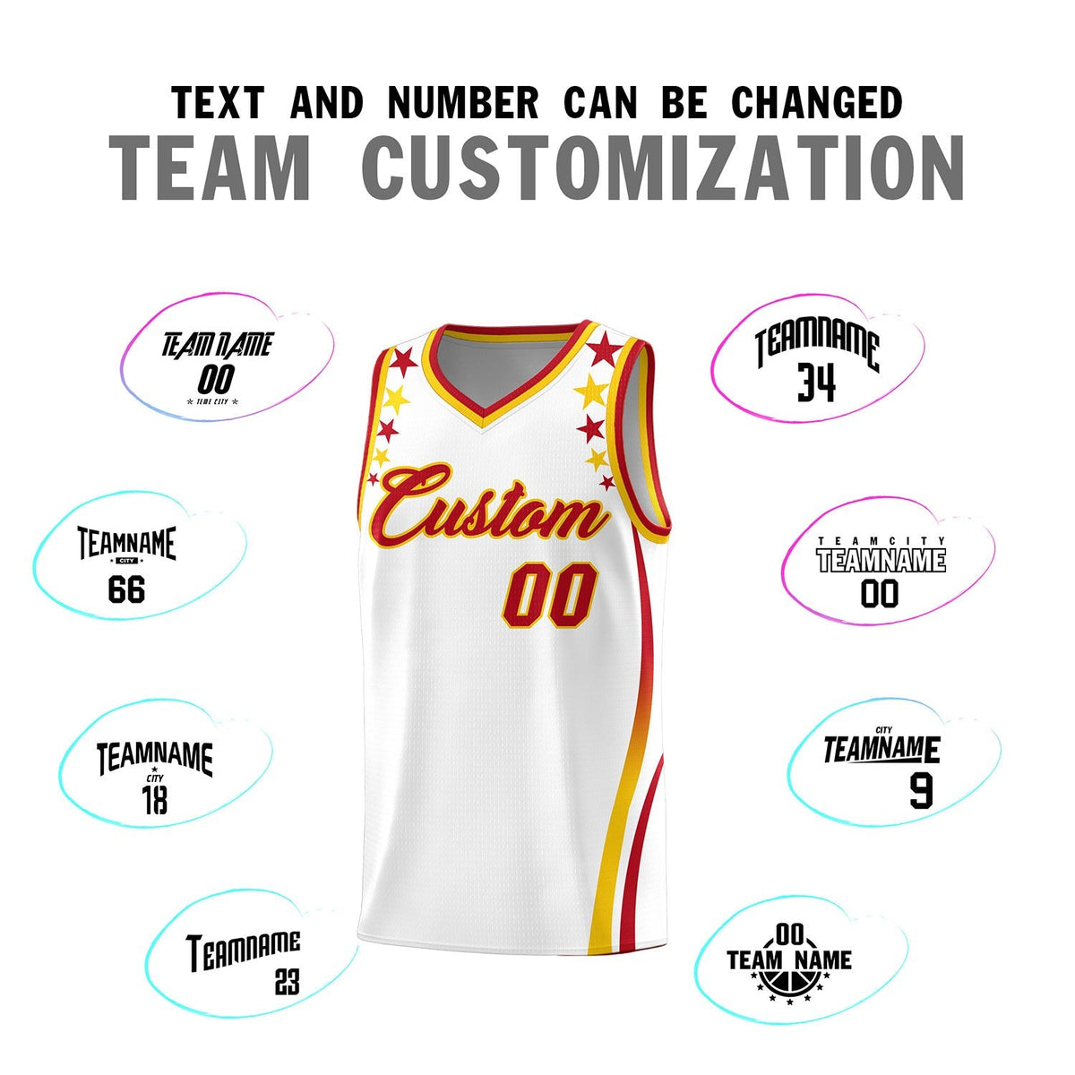 Custom White Shoulders Star Pattern Side Color Block Sports Uniform Basketball Jersey|KXKSHOP