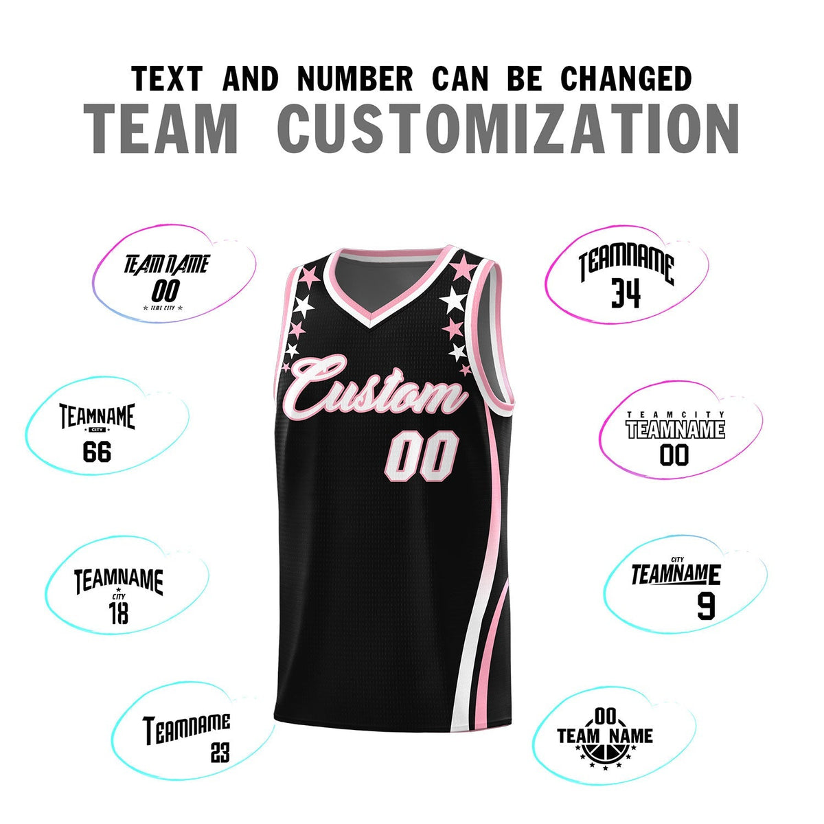 Custom Black Shoulders Star Pattern Side Color Block Sports Uniform Basketball Jersey|KXKSHOP
