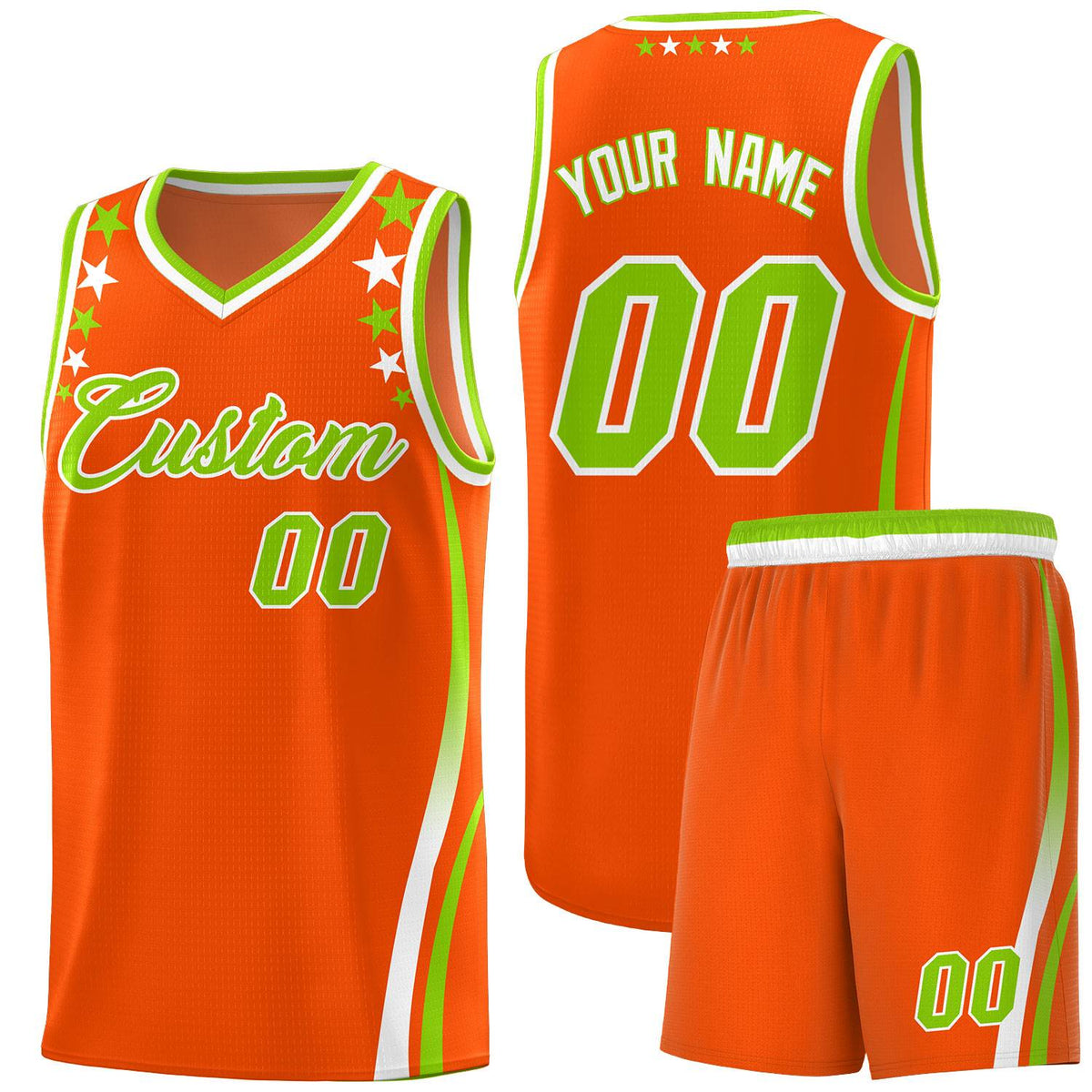 Custom Orange Shoulders Star Pattern Side Color Block Sports Uniform Basketball Jersey|KXKSHOP