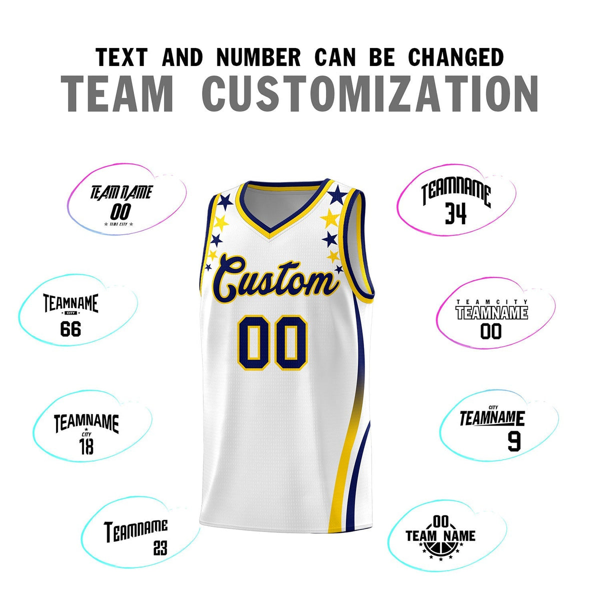 Custom White Shoulders Star Pattern Side Color Block Sports Uniform Basketball Jersey|KXKSHOP
