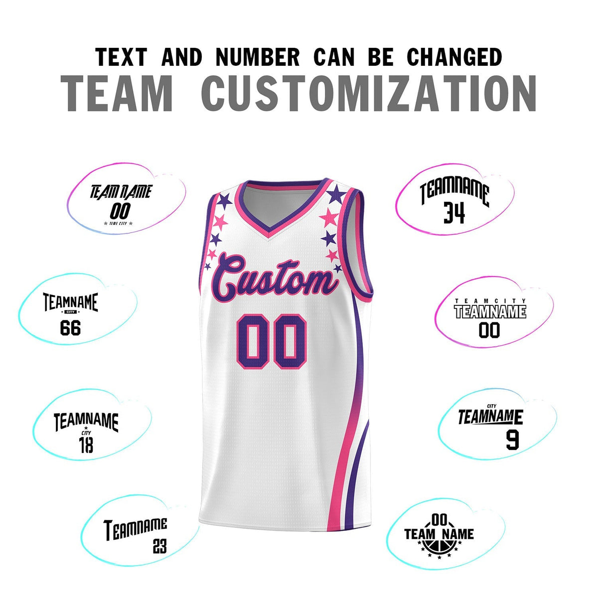 Custom White Shoulders Star Pattern Side Color Block Sports Uniform Basketball Jersey|KXKSHOP