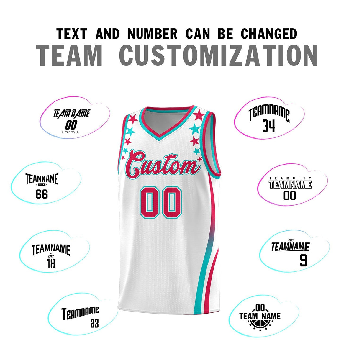 Custom White Shoulders Star Pattern Side Color Block Sports Uniform Basketball Jersey|KXKSHOP