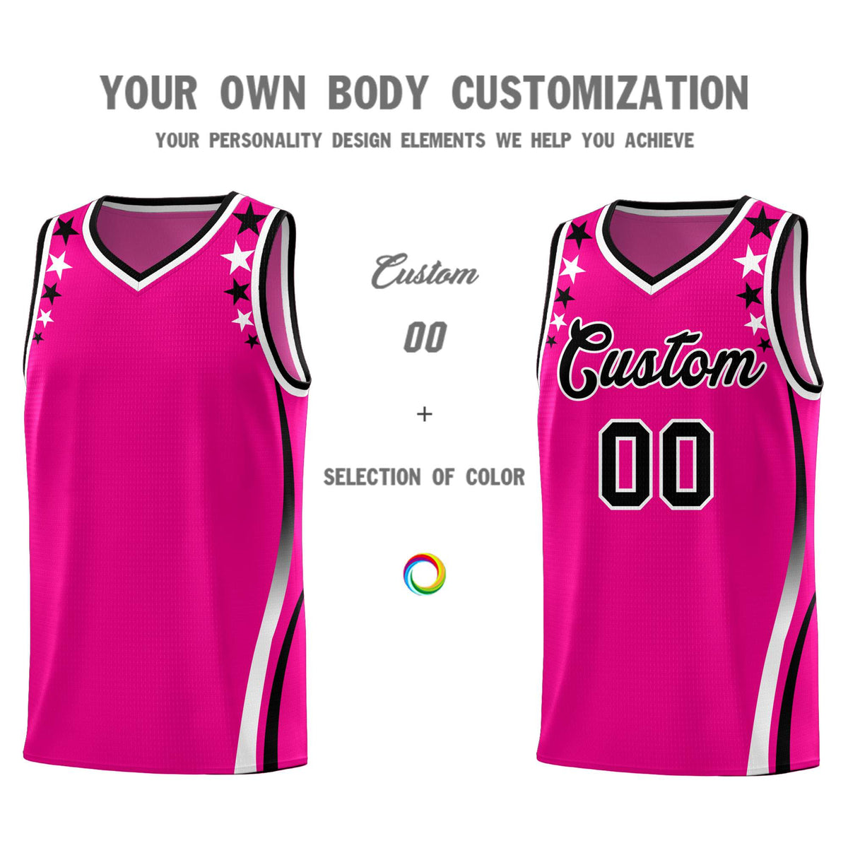 Custom Red Shoulders Star Pattern Side Color Block Sports Uniform Basketball Jersey|KXKSHOP