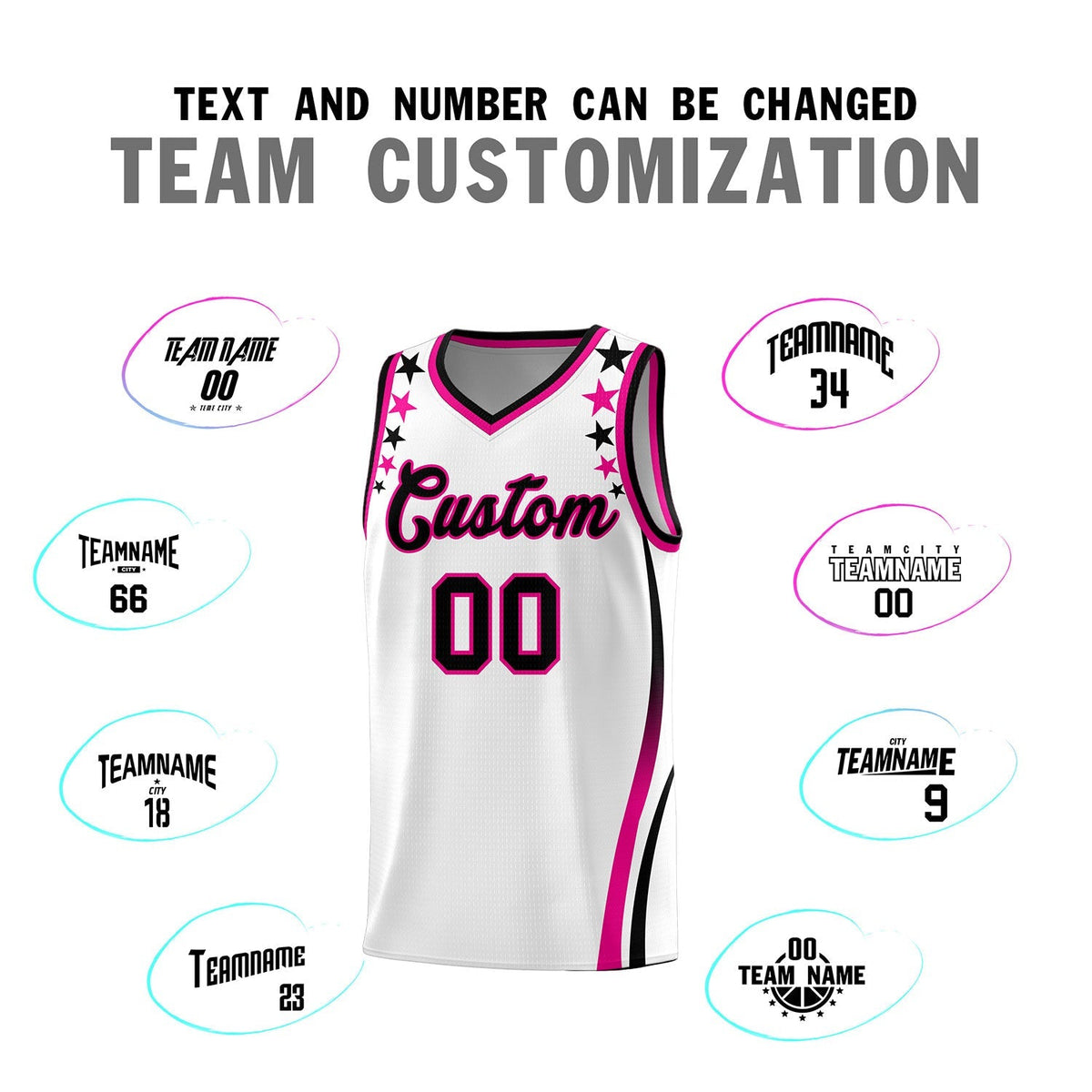 Custom White Shoulders Star Pattern Side Color Block Sports Uniform Basketball Jersey|KXKSHOP