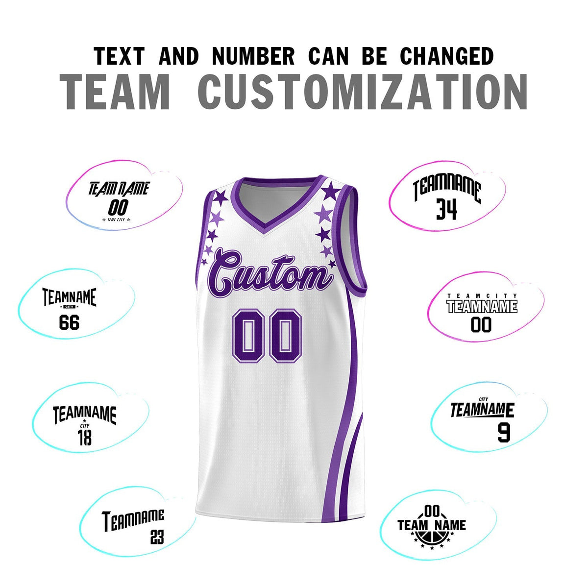 Custom White Shoulders Star Pattern Side Color Block Sports Uniform Basketball Jersey|KXKSHOP