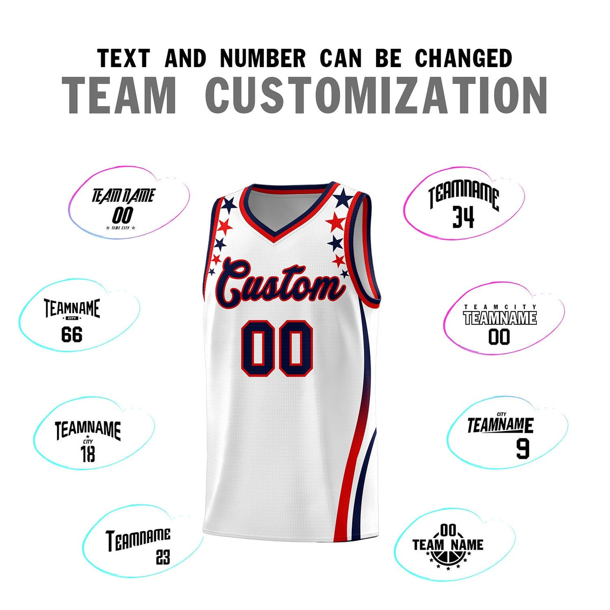Custom White Shoulders Star Pattern Side Color Block Sports Uniform Basketball Jersey|KXKSHOP