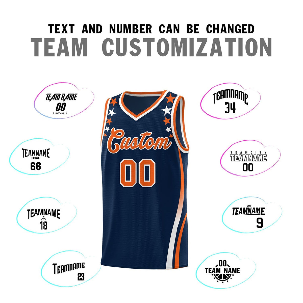 Custom Navy Shoulders Star Pattern Side Color Block Sports Uniform Basketball Jersey|KXKSHOP