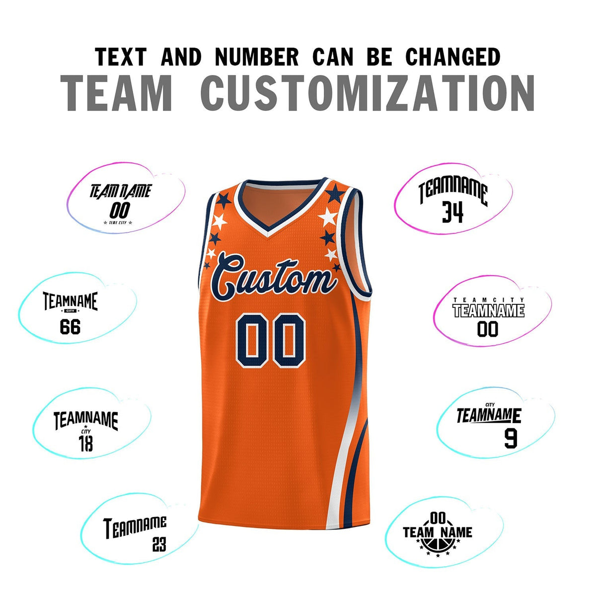 Custom Orange Shoulders Star Pattern Side Color Block Sports Uniform Basketball Jersey|KXKSHOP