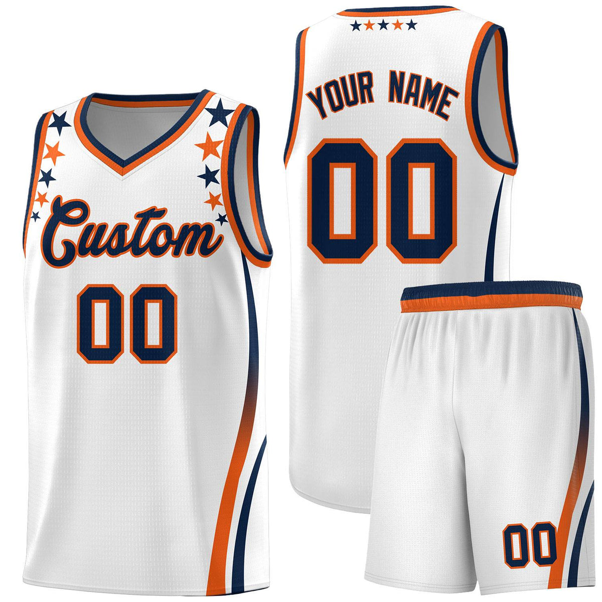 Custom White Shoulders Star Pattern Side Color Block Sports Uniform Basketball Jersey|KXKSHOP