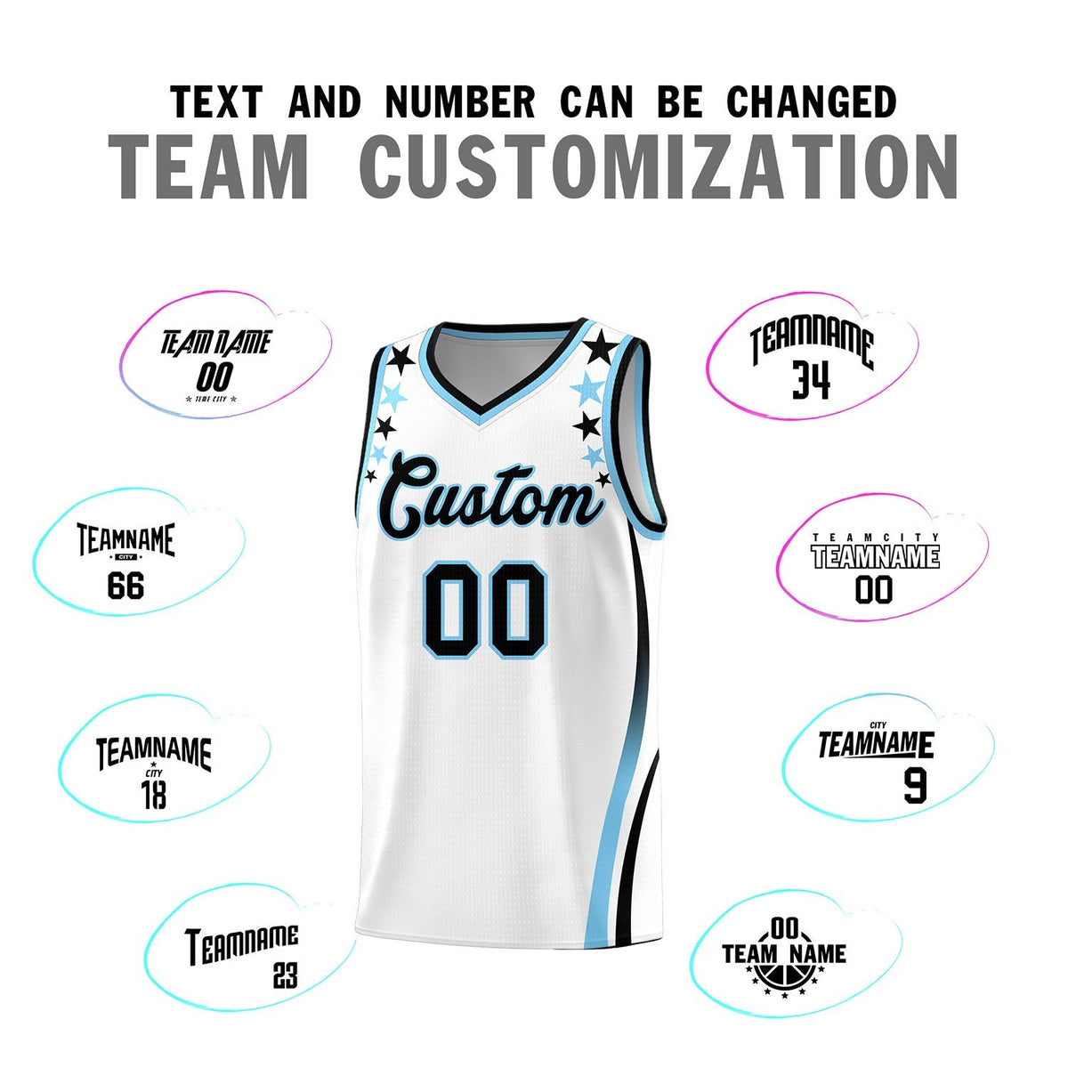 Custom White Shoulders Star Pattern Side Color Block Sports Uniform Basketball Jersey|KXKSHOP