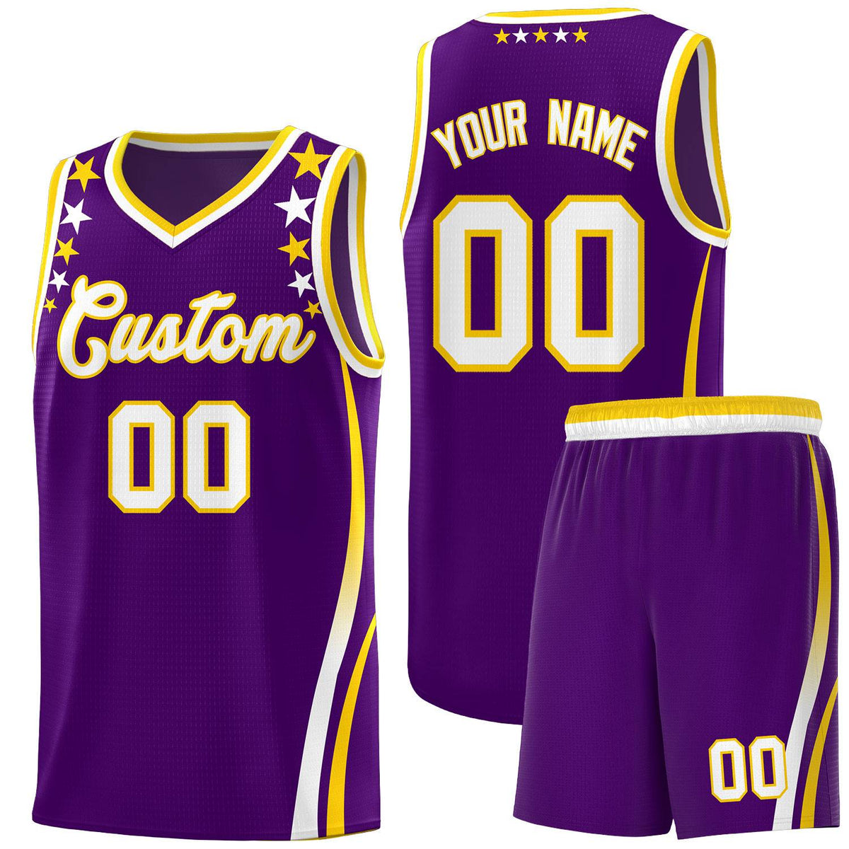 Custom Purple Shoulders Star Pattern Side Color Block Sports Uniform Basketball Jersey|KXKSHOP