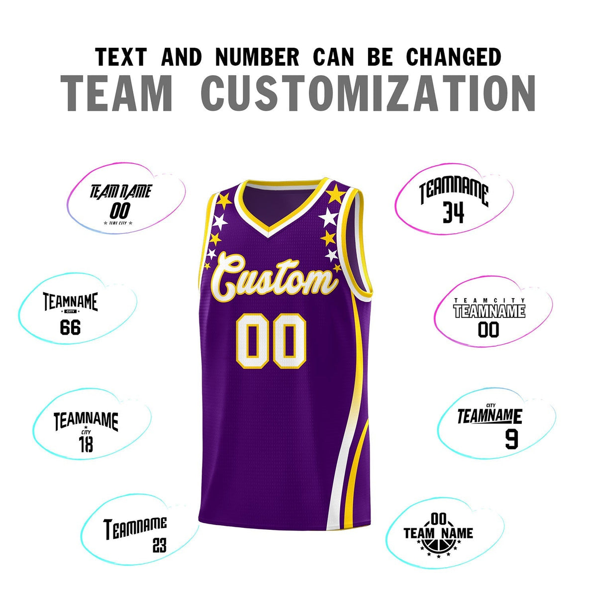 Custom Purple Shoulders Star Pattern Side Color Block Sports Uniform Basketball Jersey|KXKSHOP