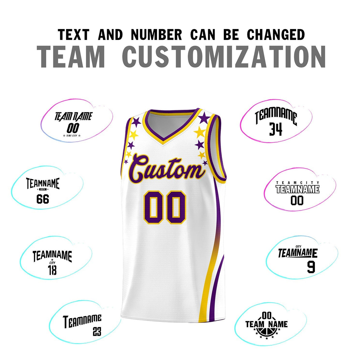Custom White Shoulders Star Pattern Side Color Block Sports Uniform Basketball Jersey|KXKSHOP