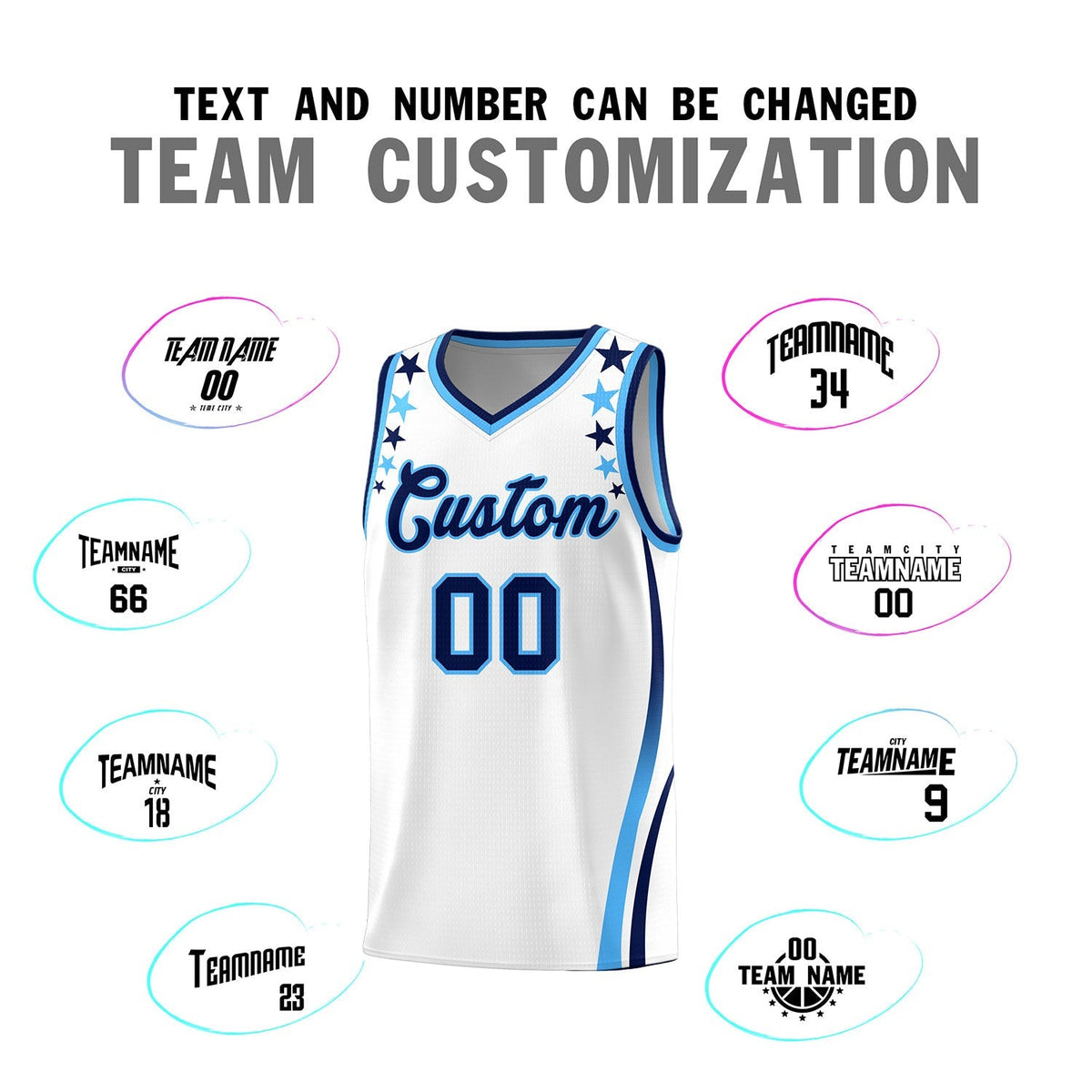 Custom White Shoulders Star Pattern Side Color Block Sports Uniform Basketball Jersey|KXKSHOP