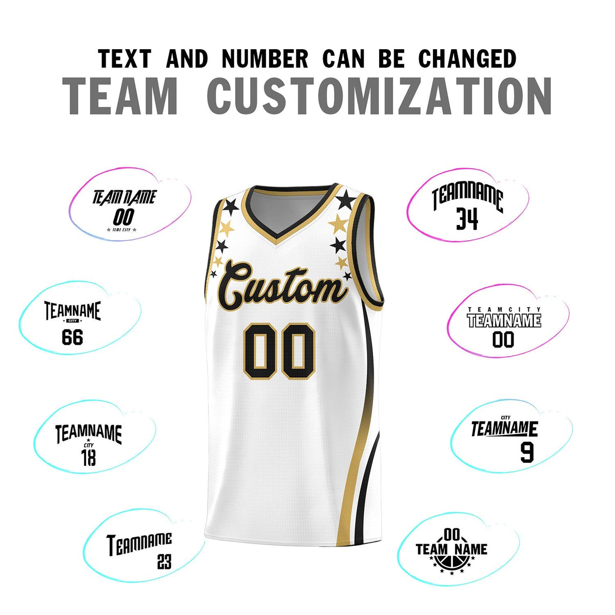 Custom White Shoulders Star Pattern Side Color Block Sports Uniform Basketball Jersey|KXKSHOP