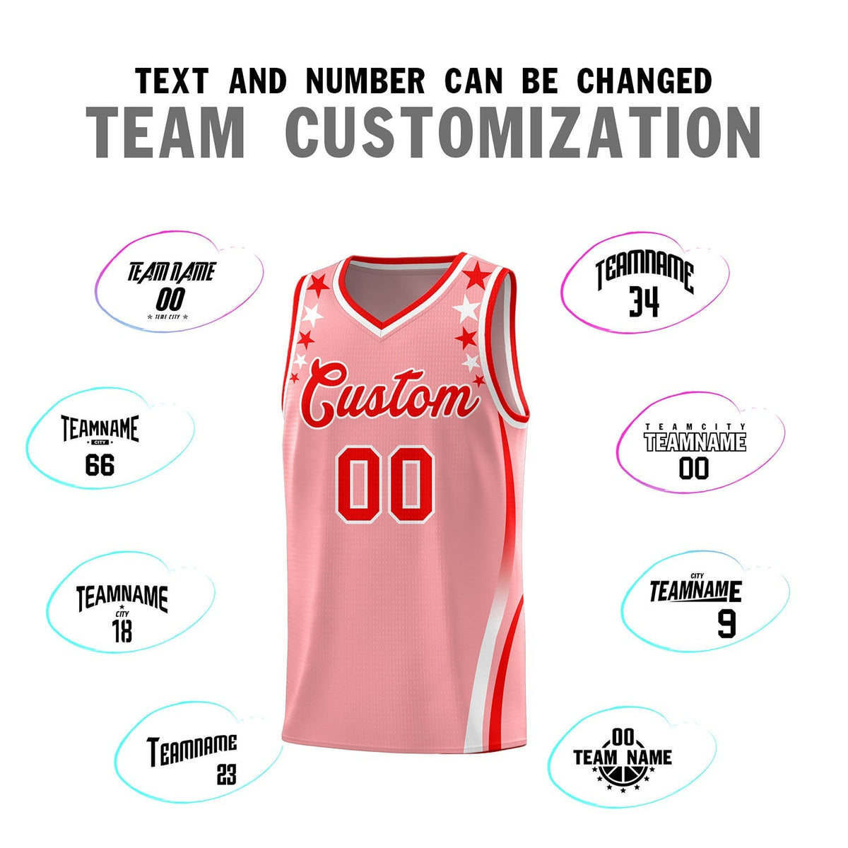 Custom Pink Shoulders Star Pattern Side Color Block Sports Uniform Basketball Jersey|KXKSHOP