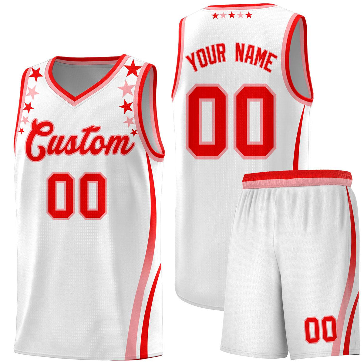 Custom White Shoulders Star Pattern Side Color Block Sports Uniform Basketball Jersey|KXKSHOP