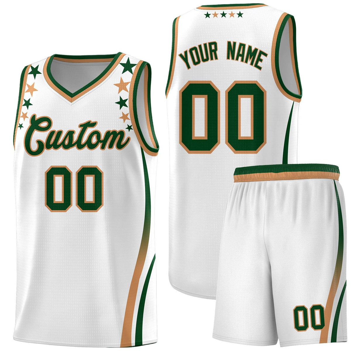 Custom White Shoulders Star Pattern Side Color Block Sports Uniform Basketball Jersey|KXKSHOP