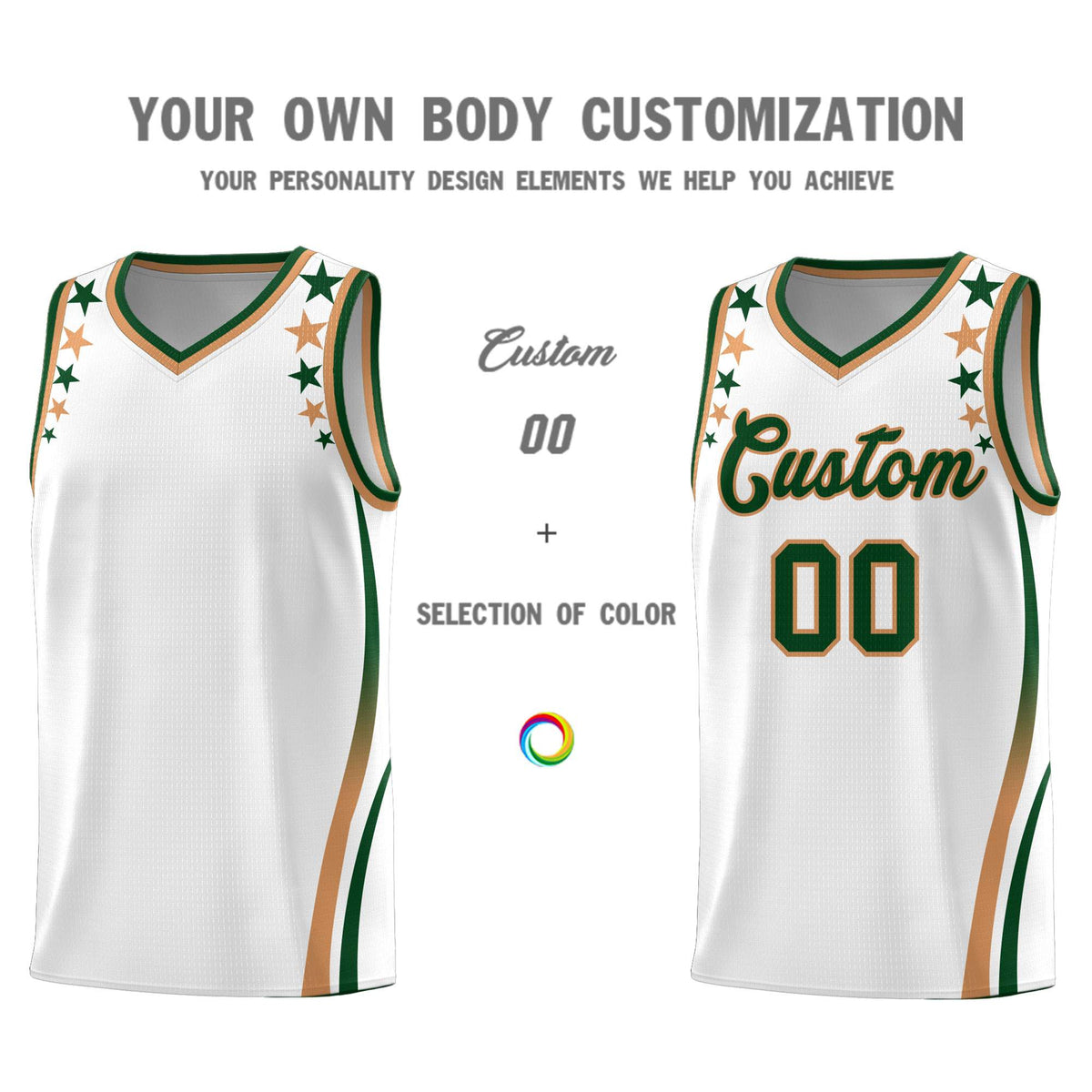 Custom White Shoulders Star Pattern Side Color Block Sports Uniform Basketball Jersey|KXKSHOP