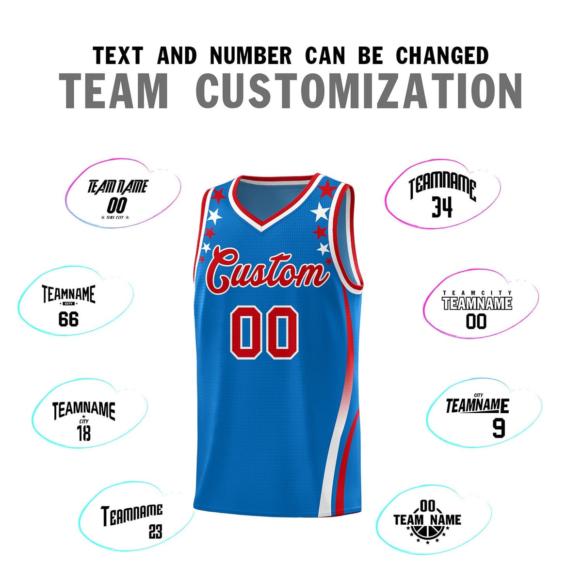 Custom Royal Shoulders Star Pattern Side Color Block Sports Uniform Basketball Jersey|KXKSHOP