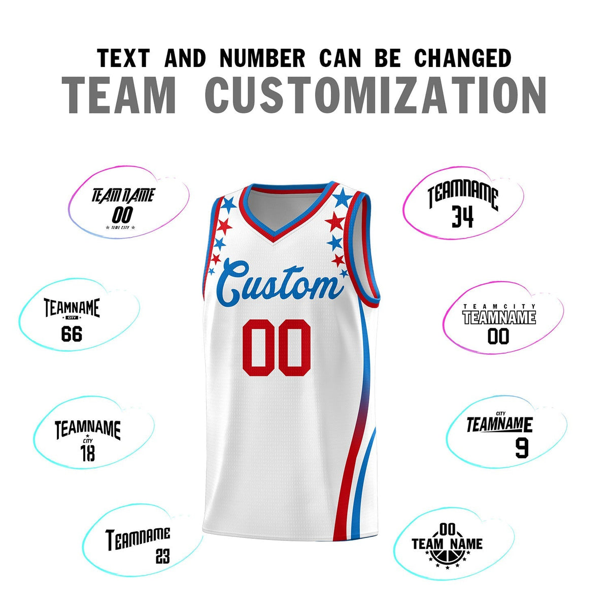 Custom White Shoulders Star Pattern Side Color Block Sports Uniform Basketball Jersey|KXKSHOP